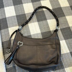 Brighton Barbados Ziptop Hobo, Pewter, Like New w/dust bag
